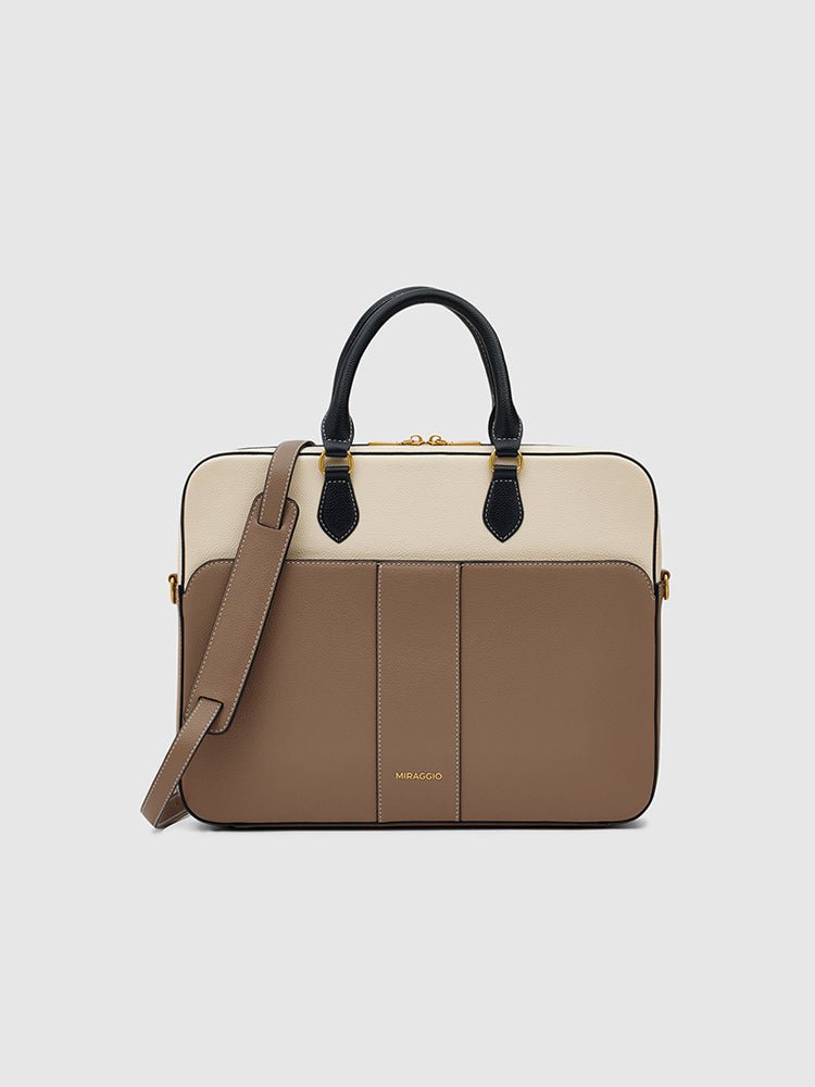 Buy Beige Parker Laptop Bag Online- Miraggio - Main Image