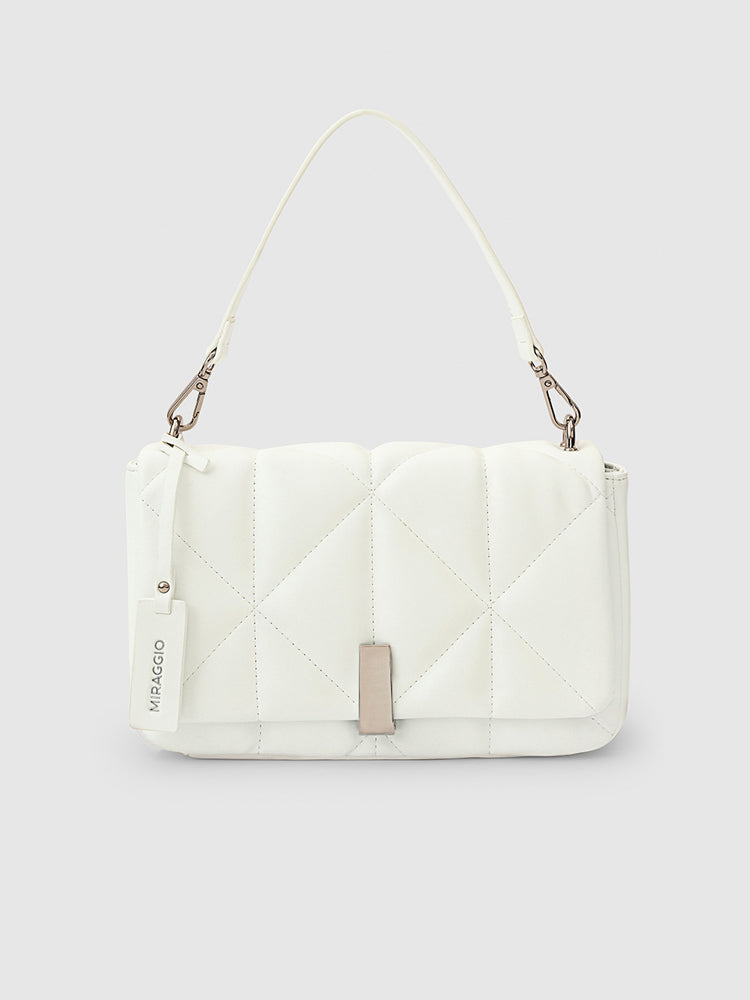 Genevieve Quilted Top Handle Bag - MIRAGGIO #color_white