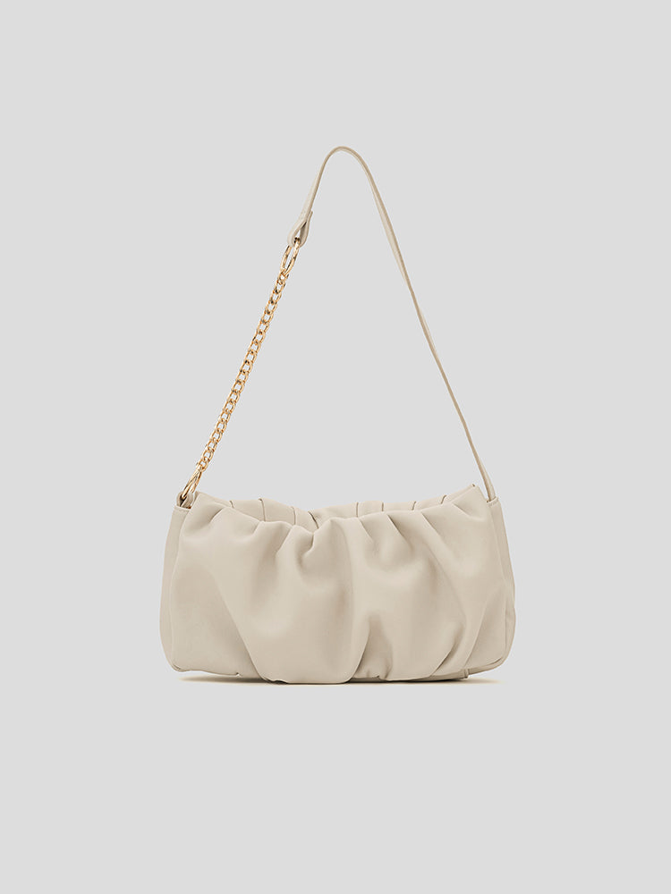 Irene Soft Gathered Shoulder Bag - MIRAGGIO #color_cream