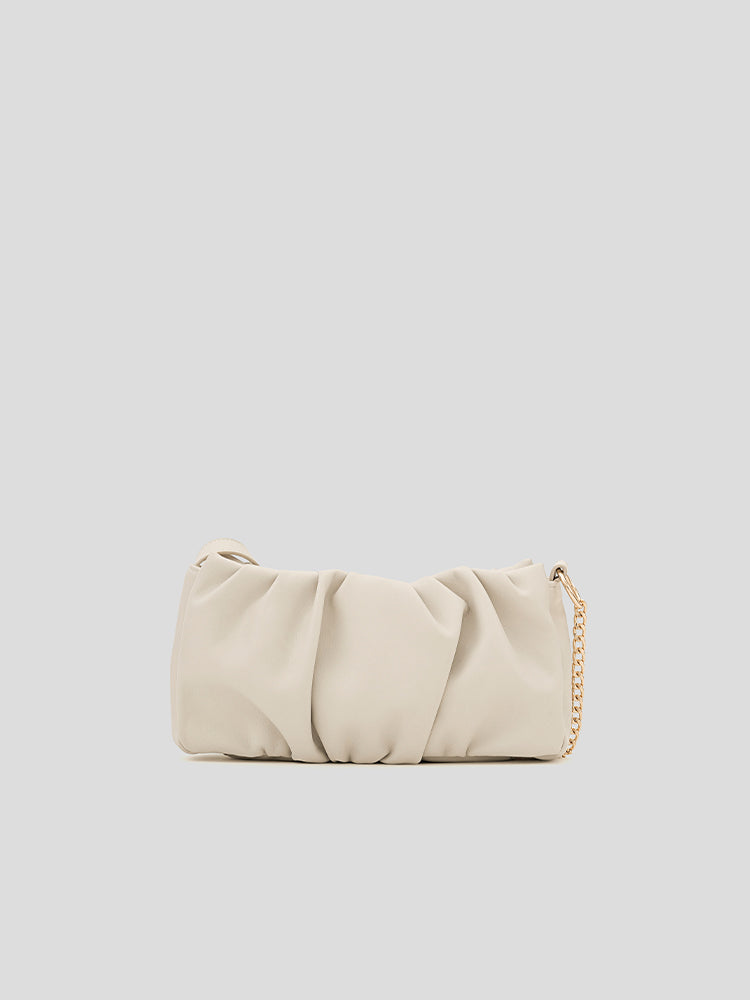 Irene Soft Gathered Shoulder Bag - MIRAGGIO #color_cream