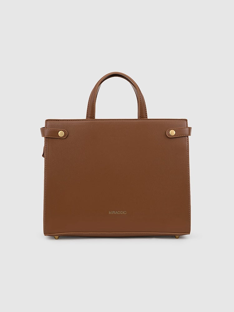 Stella Top Handle Bag - MIRAGGIO #color_caramel-brown