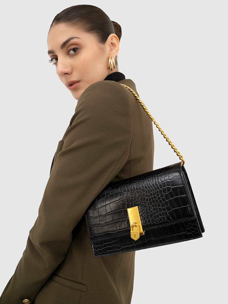 Mila Shoulder Sling Bag - MIRAGGIO #color_black