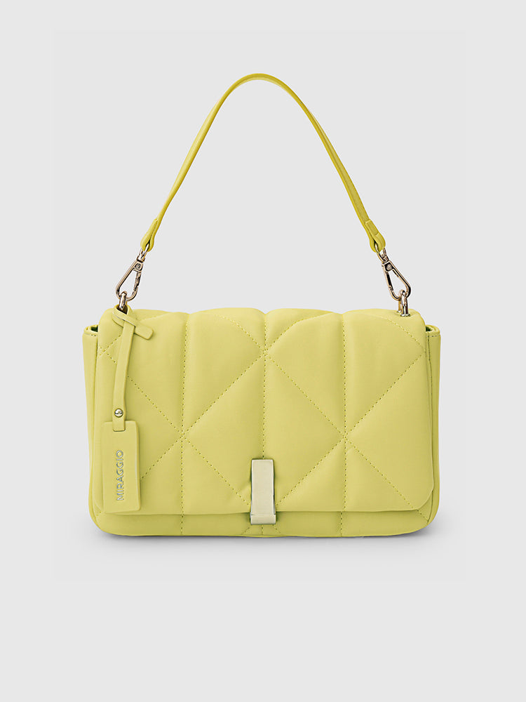 Genevieve Quilted Top Handle Bag - MIRAGGIO #color_butter-yellow