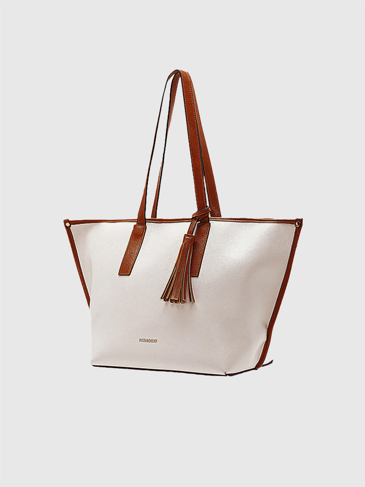 Penelope Women's Tote Bag - MIRAGGIO #color_white-brown