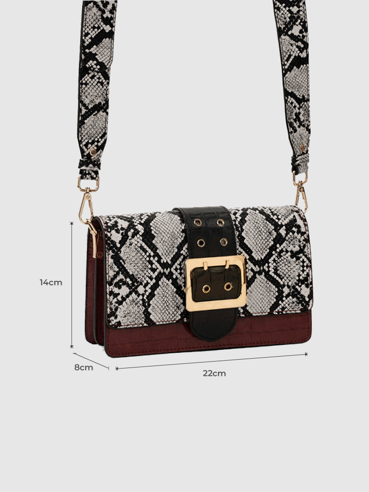 Adrianne Metal Buckle Crossbody Bag - MIRAGGIO #color_snake-print