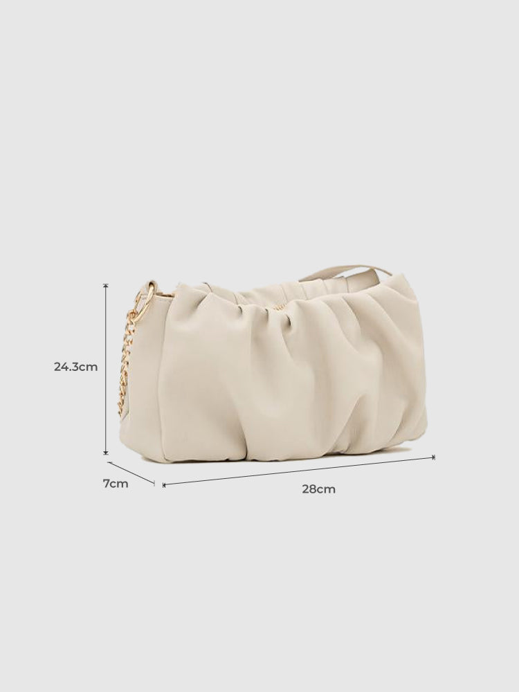 Irene Soft Gathered Shoulder Bag - MIRAGGIO #color_cream