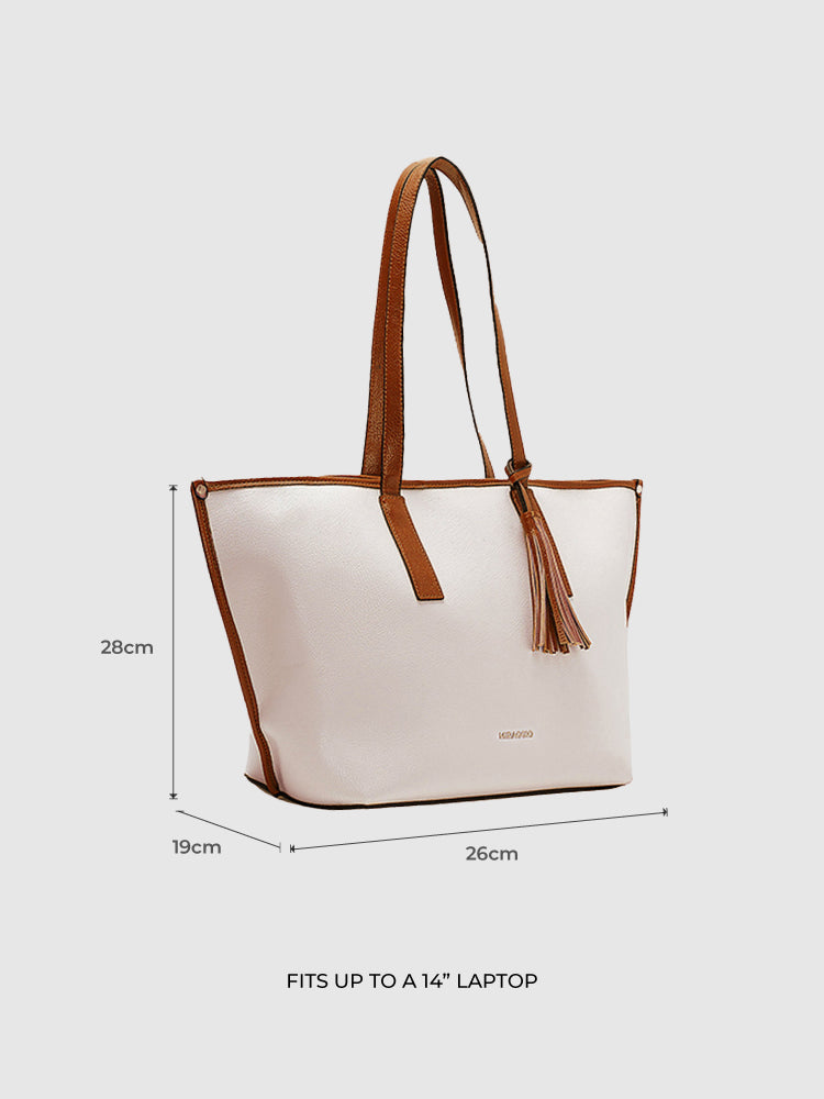 Penelope Women's Tote Bag - MIRAGGIO #color_white-brown