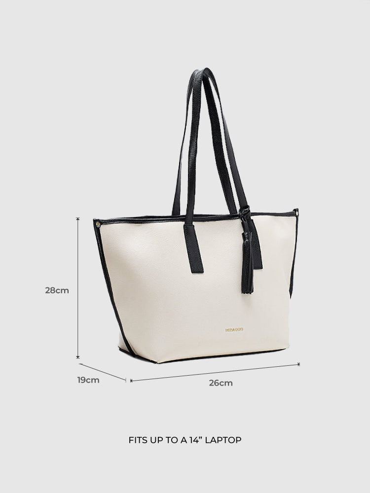 Penelope Women's Tote Bag - MIRAGGIO #color_white-black