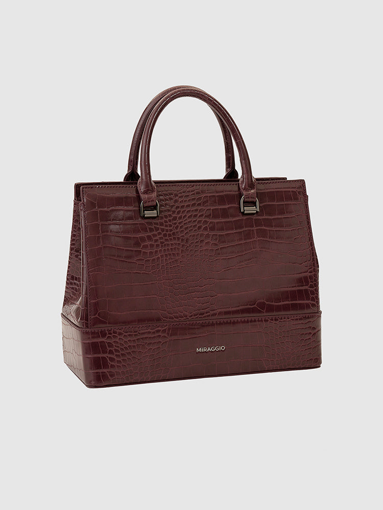 Clara Satchel Bag - MIRAGGIO #color_maroon