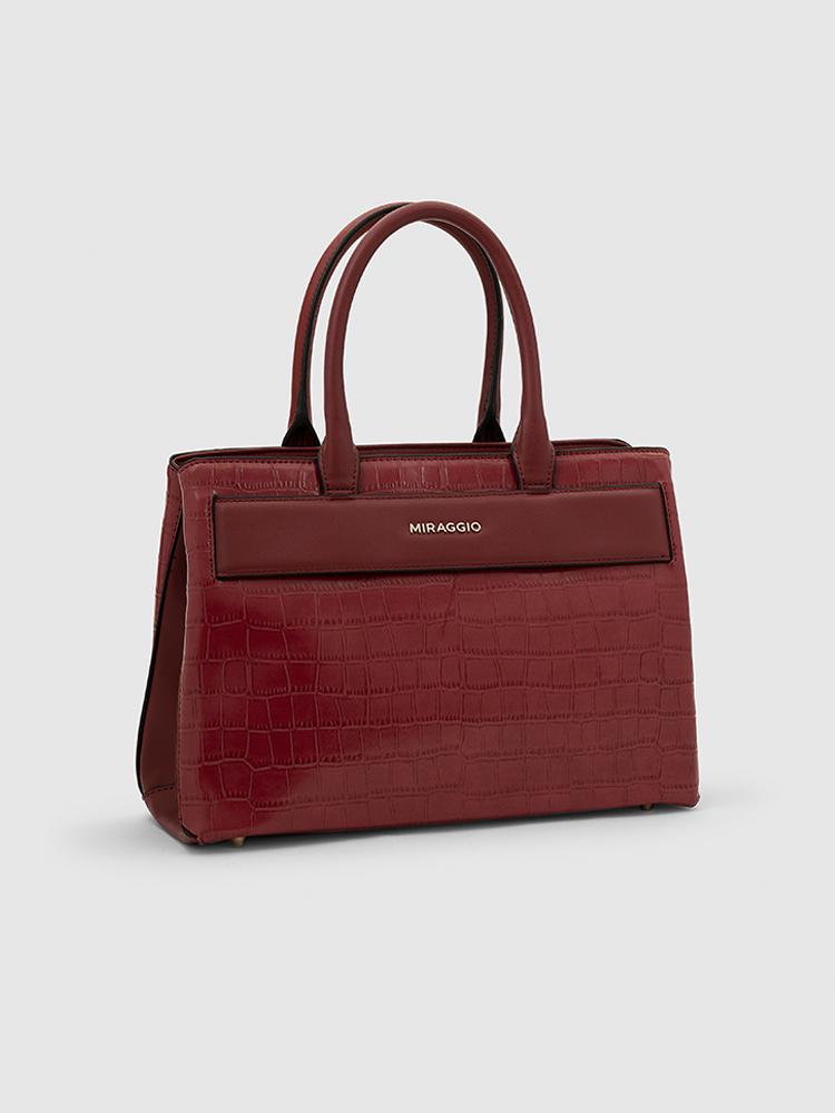 Catalina Women's Satchel Handbag - MIRAGGIO #color_red-dahlia