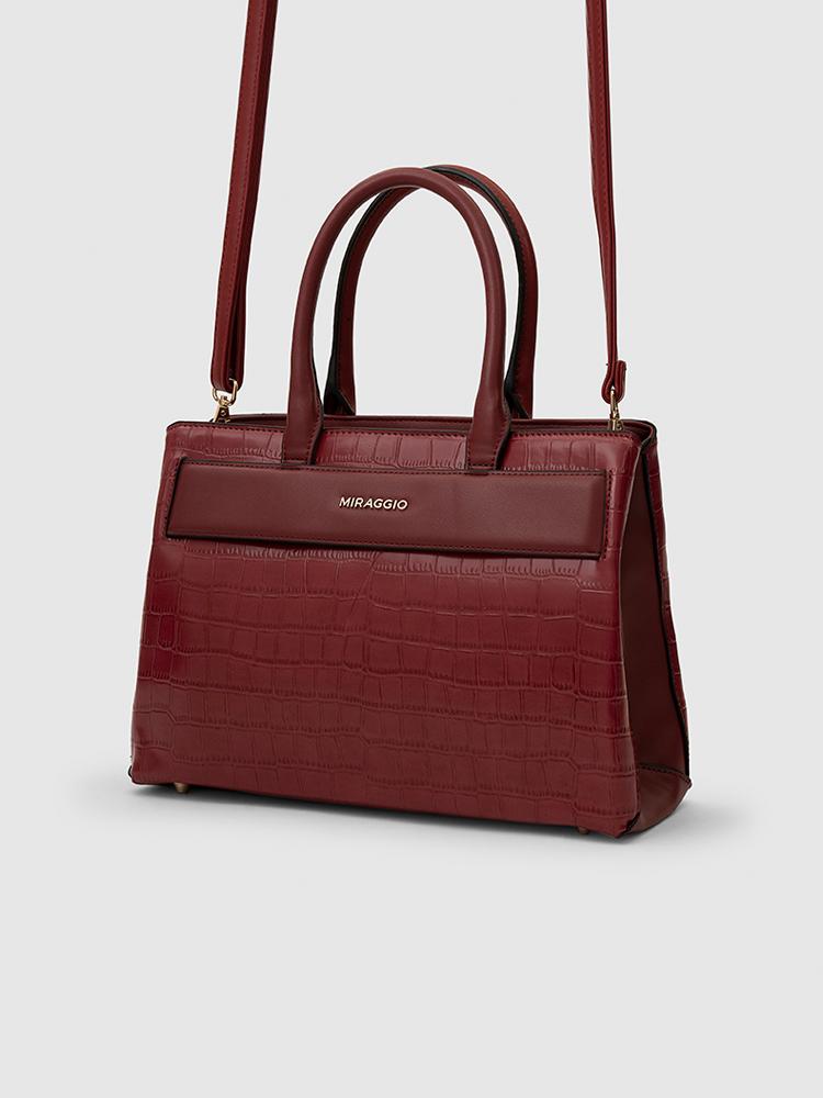 Catalina Women's Satchel Handbag - MIRAGGIO #color_red-dahlia