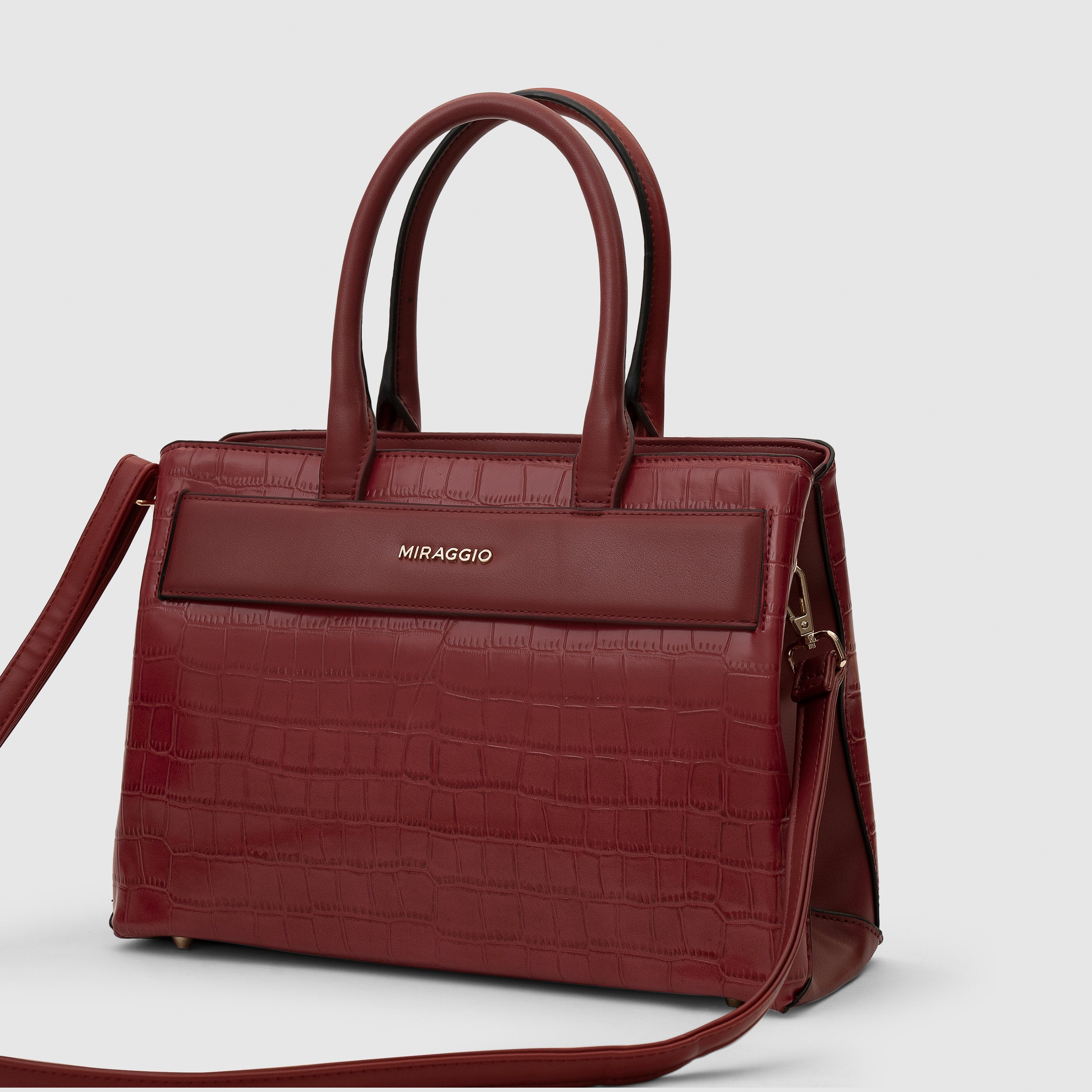 Catalina Women's Satchel Handbag - MIRAGGIO  #color_red-dahlia