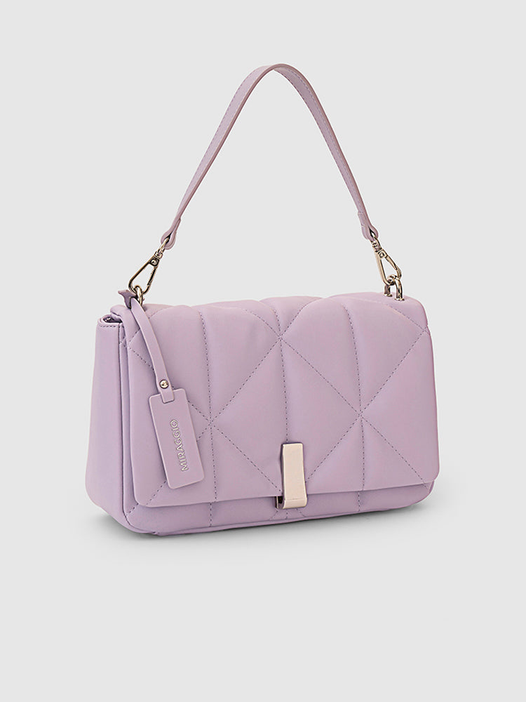 Genevieve Quilted Top Handle Bag - MIRAGGIO #color_fragrant-lilac