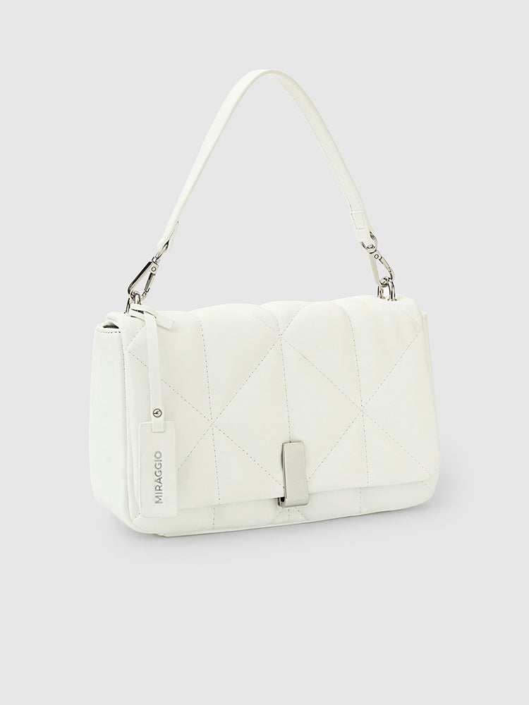 Genevieve Quilted Top Handle Bag - MIRAGGIO#color_white