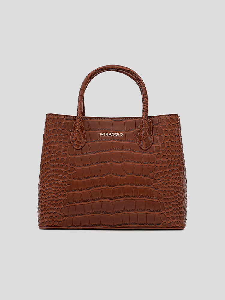Victoria Women's Satchel Bag - MIRAGGIO #color_caramel-brown
