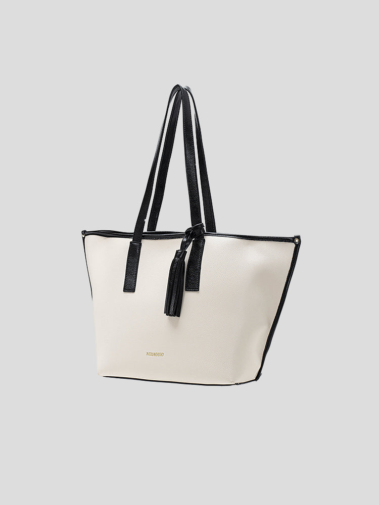 Penelope Women's Tote Bag - MIRAGGIO #color_white-black