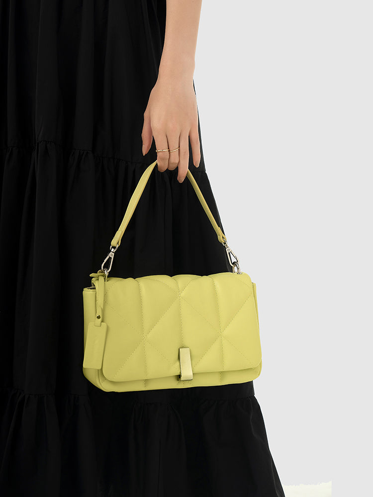 Genevieve Quilted Top Handle Bag - MIRAGGIO #color_butter-yellow