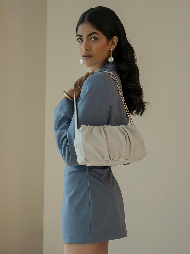 Irene Soft Gathered Shoulder Bag - MIRAGGIO #color_cream