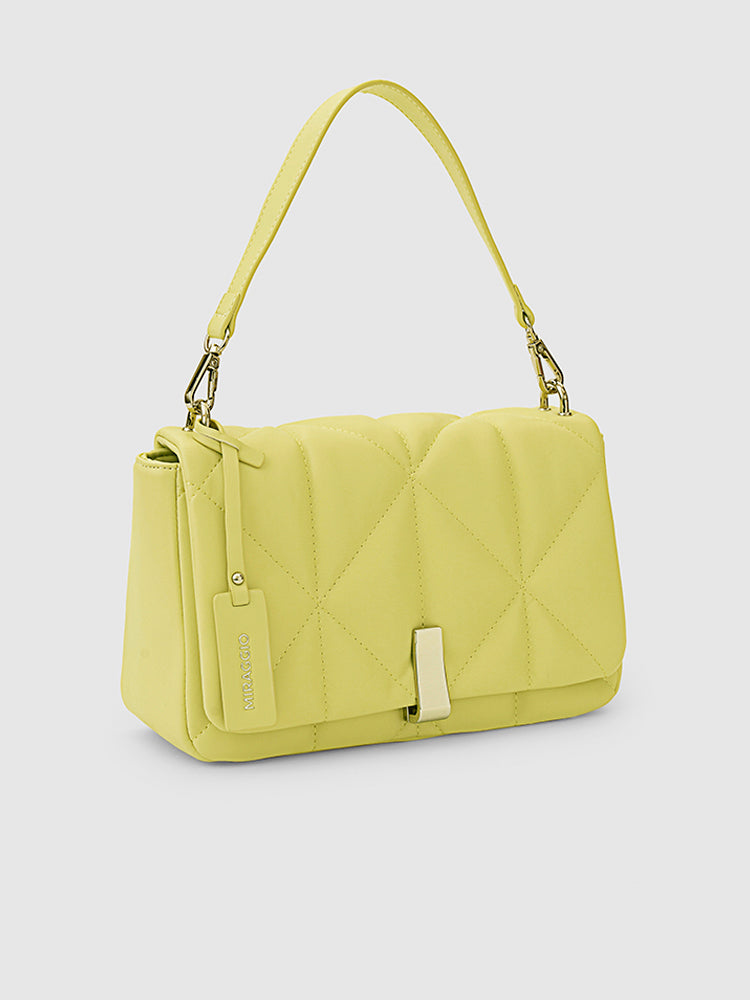 Genevieve Quilted Top Handle Bag - MIRAGGIO #color_butter-yellow