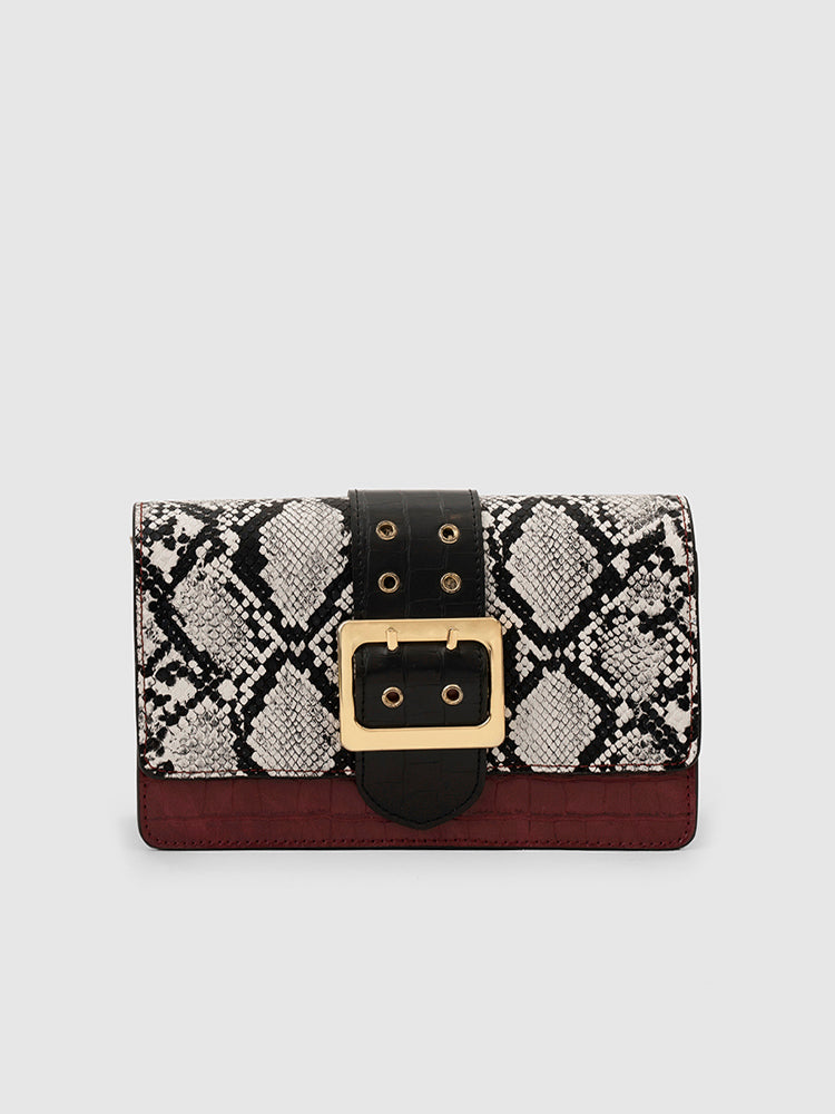 Adrianne Metal Buckle Crossbody Bag - MIRAGGIO #color_snake-print