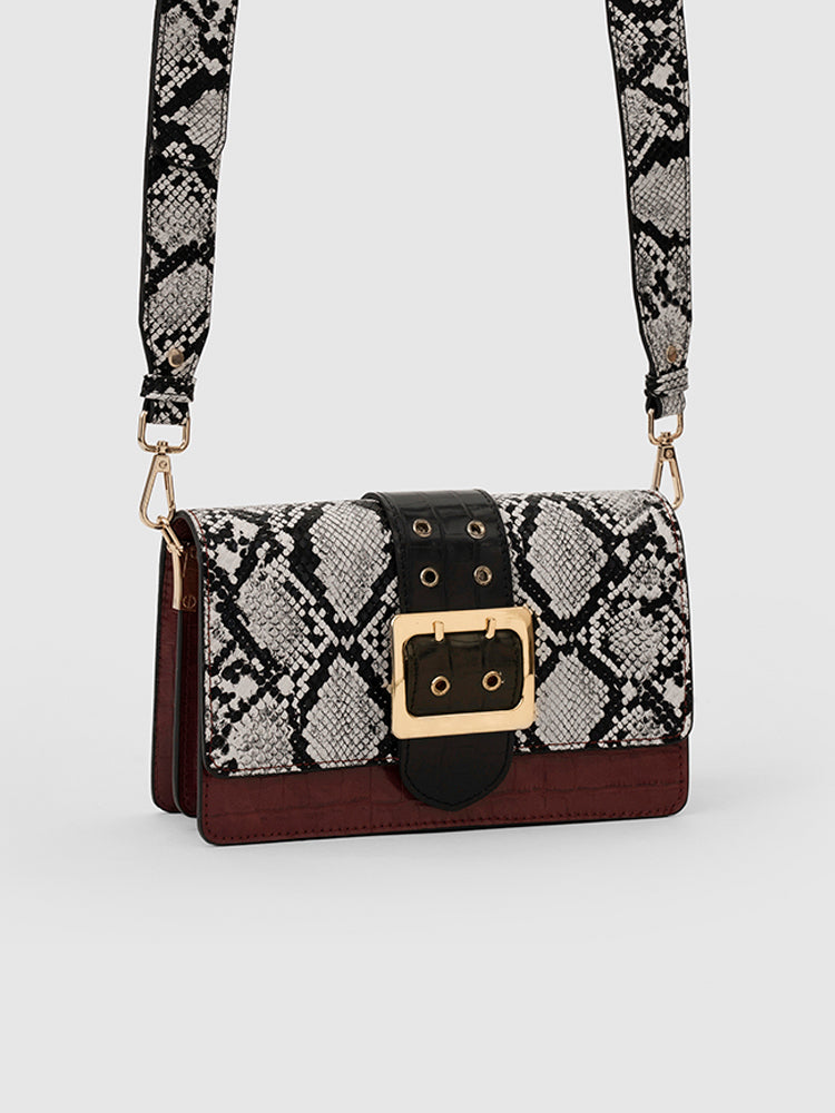 Adrianne Metal Buckle Crossbody Bag - MIRAGGIO #color_snake-print