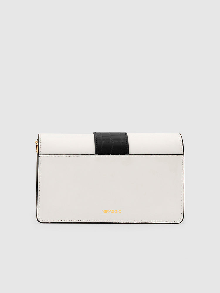 Adrianne Metal Buckle Crossbody Bag - MIRAGGIO #color_white