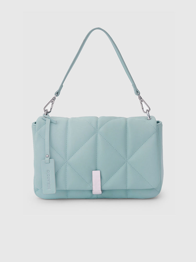 Genevieve Quilted Top Handle Bag - MIRAGGIO #color_dusty-blue