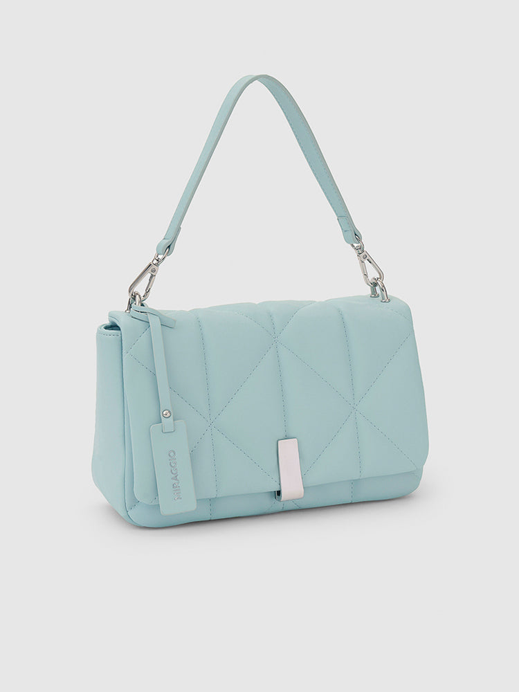 Genevieve Quilted Top Handle Bag - MIRAGGIO #color_dusty-blue
