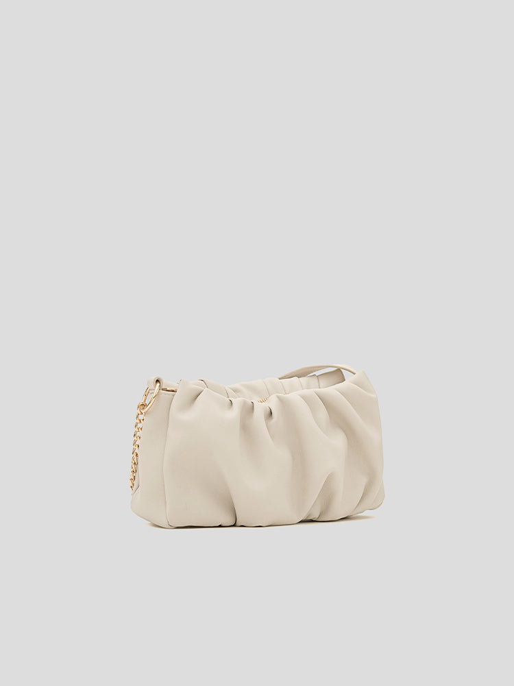 Irene Soft Gathered Shoulder Bag - MIRAGGIO #color_cream