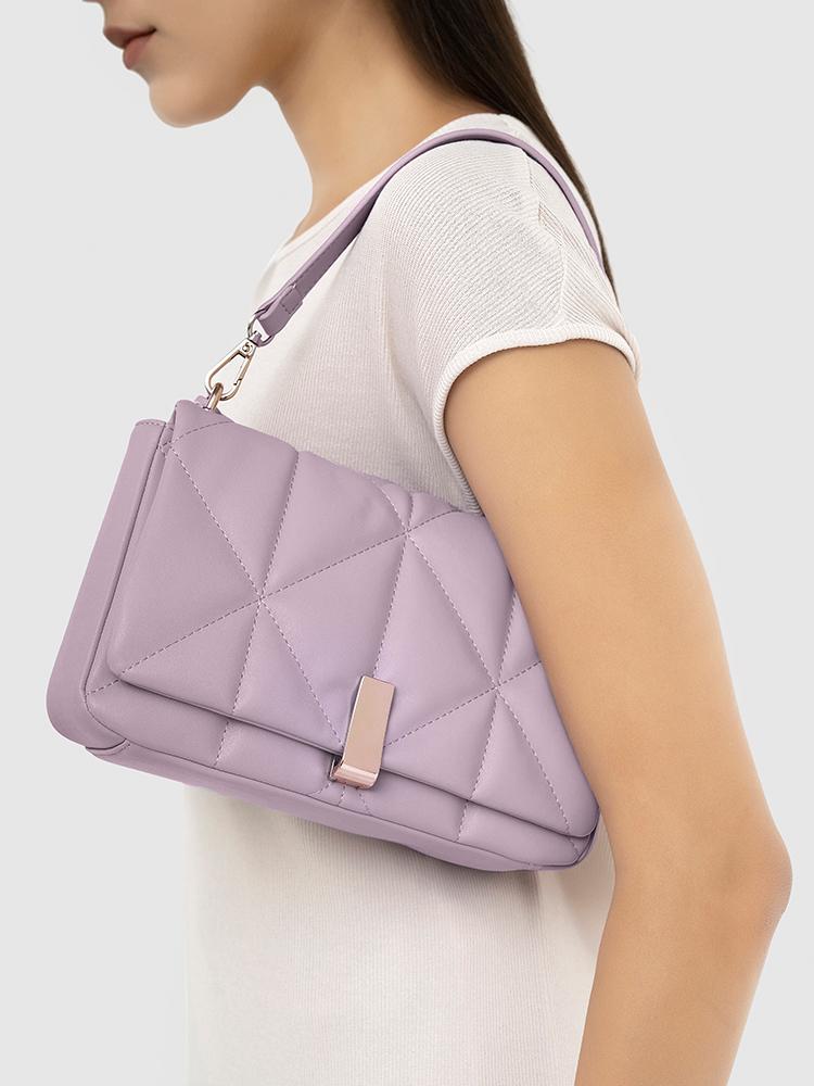 Genevieve Quilted Top Handle Bag - MIRAGGIO#color_fragrant-lilac