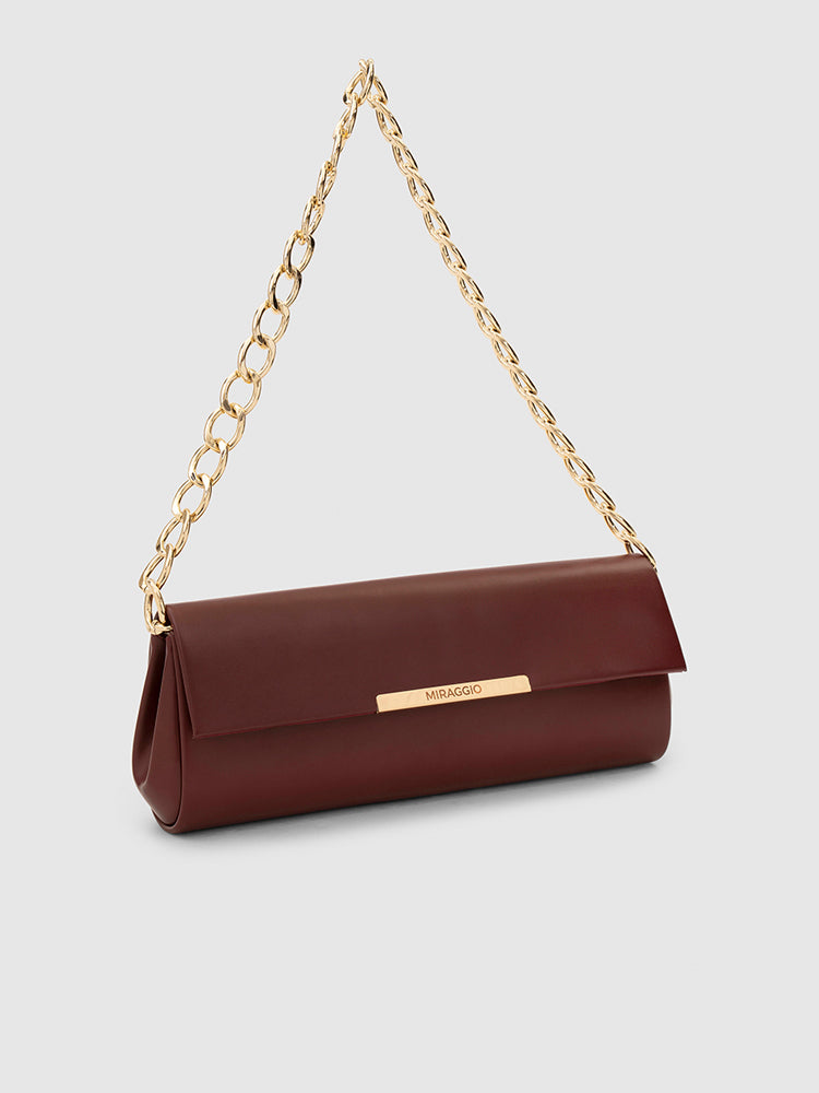 Remi Stuctured Clutch - MIRAGGIO #color_burnt-maroon