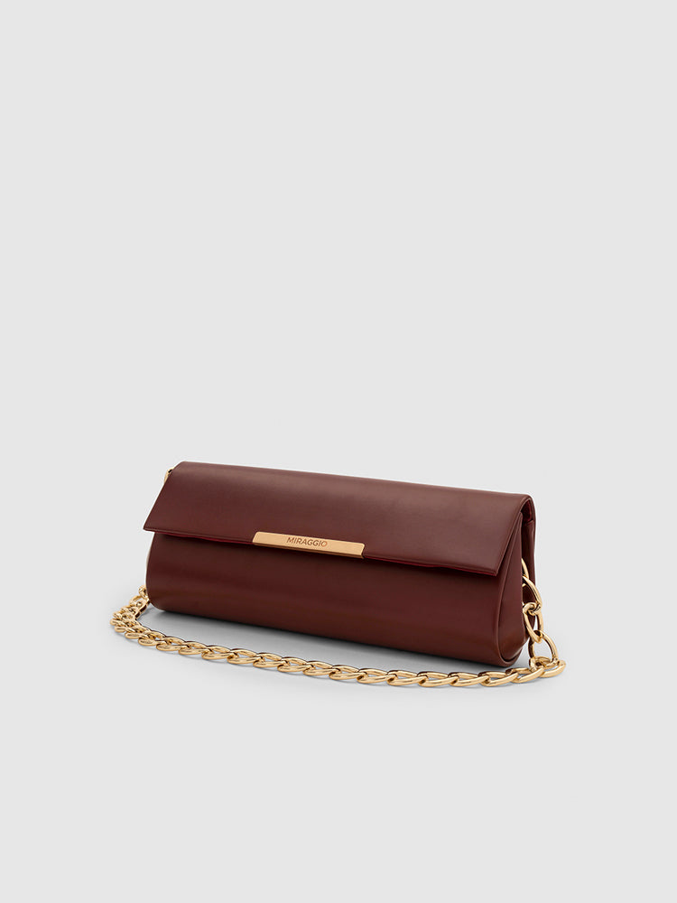 Remi Stuctured Clutch - MIRAGGIO #color_burnt-maroon
