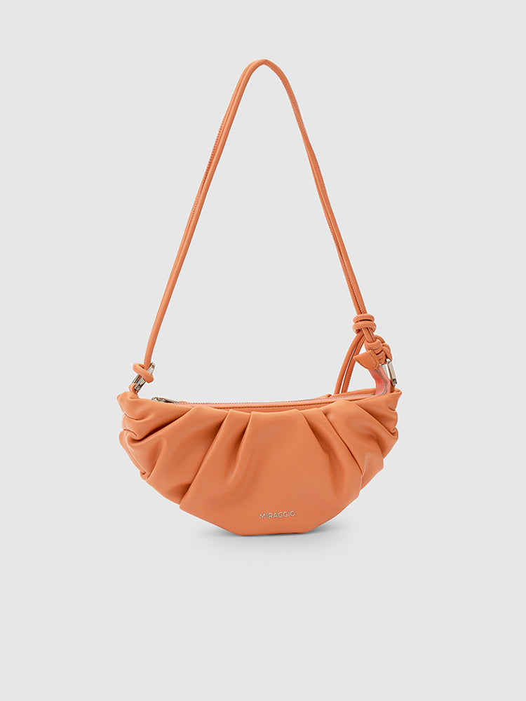 Juliette Soft-Gathered Shoulder Bag - MIRAGGIO #color_papaya