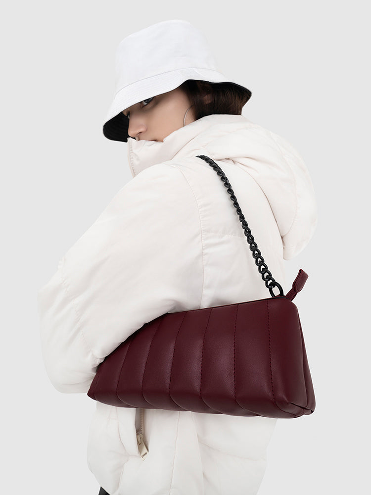 Siena Puffer Shoulder Bag - MIRAGGIO #color_maroon