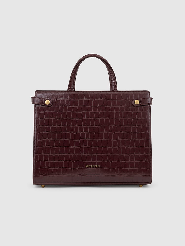 Stella Top Handle Bag - MIRAGGIO #color_burgundy