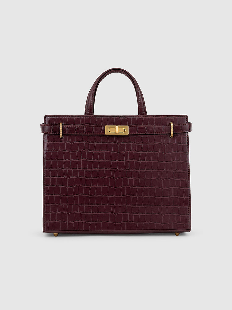 Stella Top Handle Bag - MIRAGGIO #color_burgundy