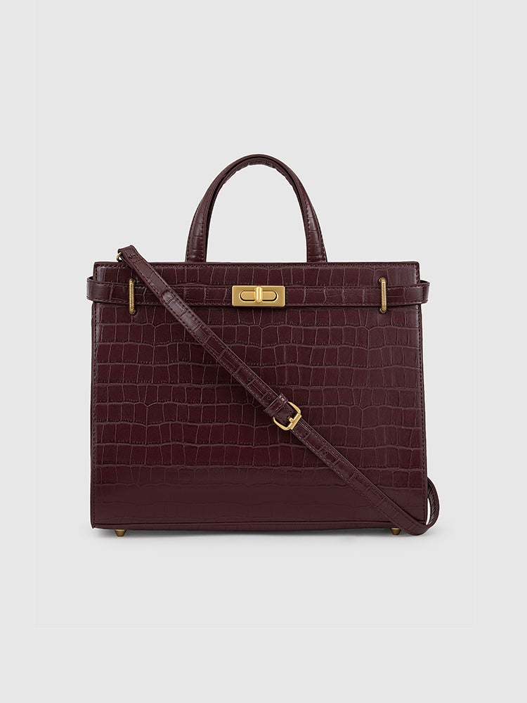 Stella Top Handle Bag - MIRAGGIO #color_burgundy