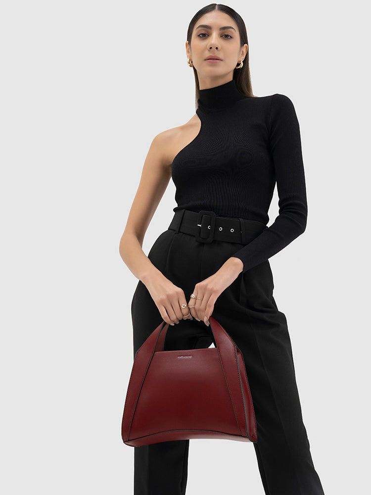 Risa Top Handle Bag - MIRAGGIO#color_maroon