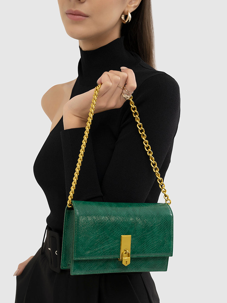 Mila Shoulder Sling Bag - MIRAGGIO #color_dark-green