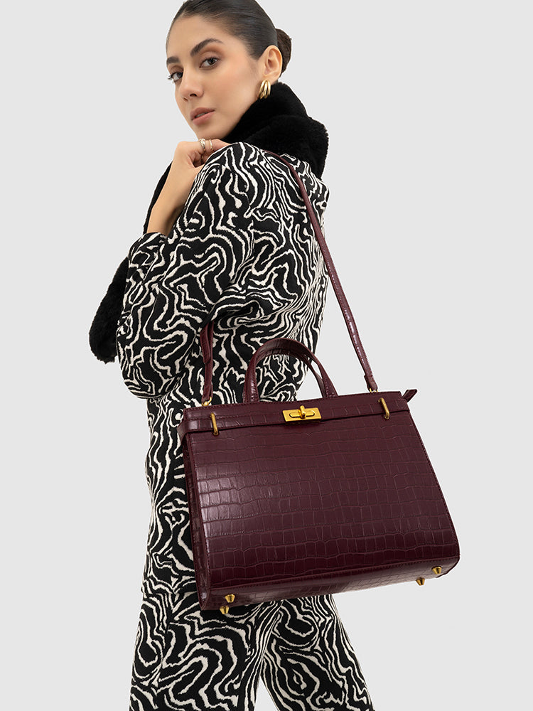 Stella Top Handle Bag - MIRAGGIO #color_burgundy