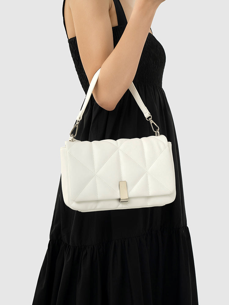 Genevieve Quilted Top Handle Bag - MIRAGGIO#color_white